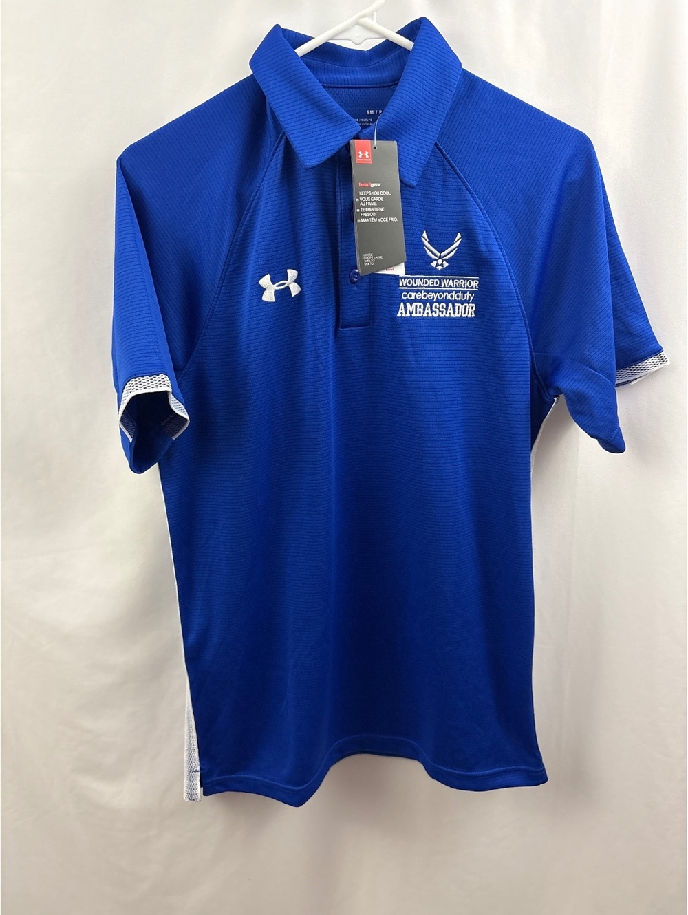 Under Armour Mens Wounded Warrior Ambassador Blue Polo Shirt Size Small New NWT